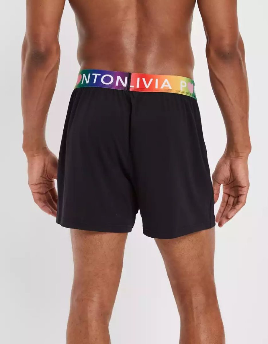 Shorts De Bain American Eagle AE Olivia Ponton Pride Ultra Soft Noir Homme | SQV-59646525